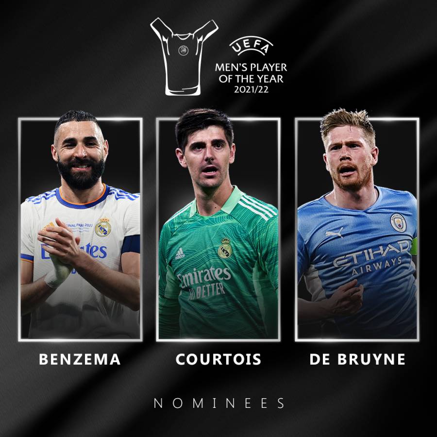 Benzema, Courtois y De Bruyne nominados a Mejor Jugador del año de la UEFA
