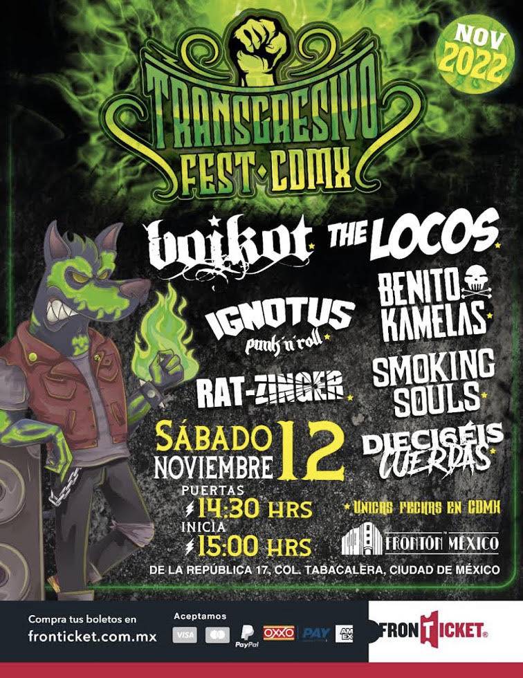 TRANSGRESIVO FEST AL FRONTÓN MEXICO CON UN IMPRESIONANTE CARTEL DE BANDAS IBÉRICAS
