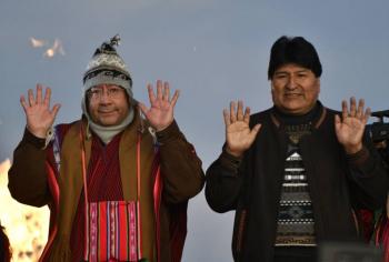 Luis Arce y Evo Morales marchan contra presunta conspiraci&oacute;n en Bolivia