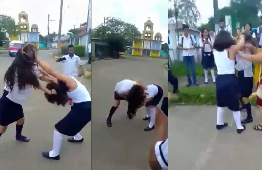 ¡Lamentable! Alumnas de secundaria se pelean en Tabasco