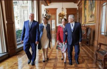 Econom&iacute;a, comercio, derechos humanos, justicia y paz, temas entre AMLO y Steinmeier