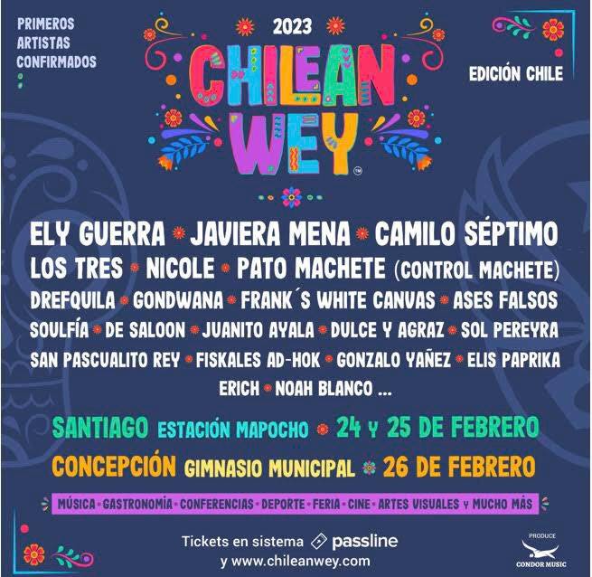 Chilean Wey anuncia su line up en Chile encabezado por Ely Guerra, Camilo Séptimo, Los Tres, Javiera Mena y Nicole    