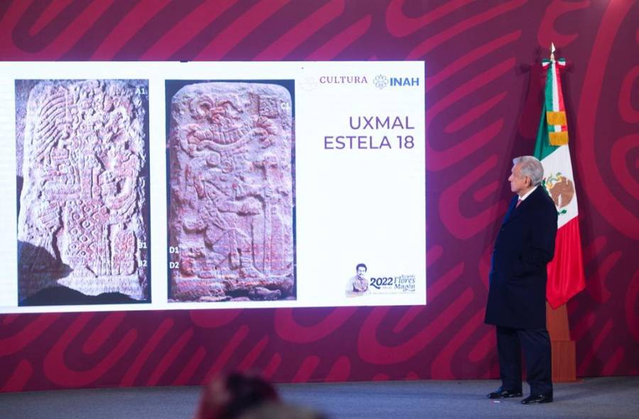 INAH descubre estela maya dual en Uxmal