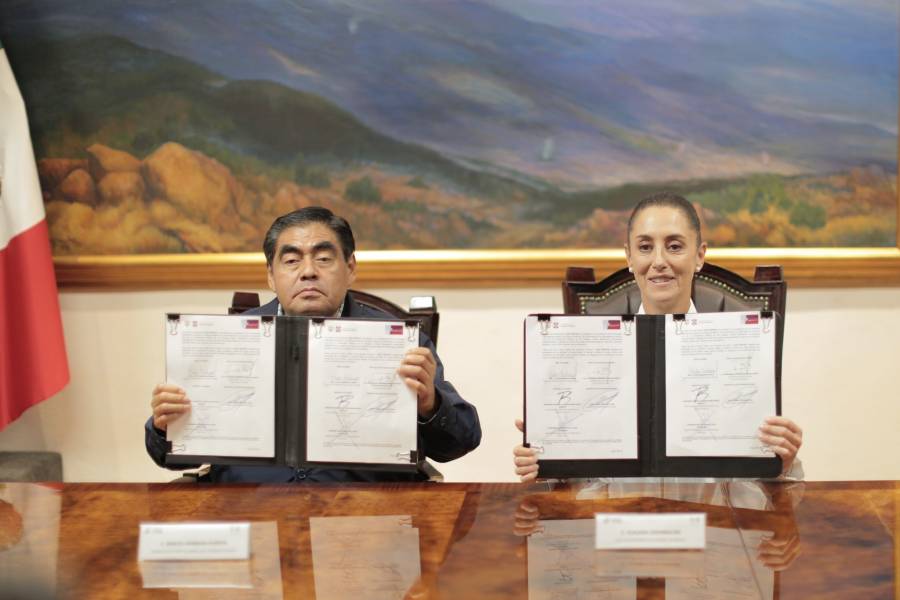 Sheinbaum y Barbosa firman convenio de seguridad entre CDMX y Puebla