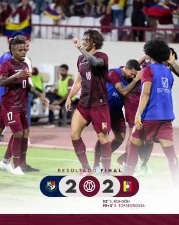Venezuela y Panam&aacute; empatan 2-2 en amistoso jugado en Emiratos