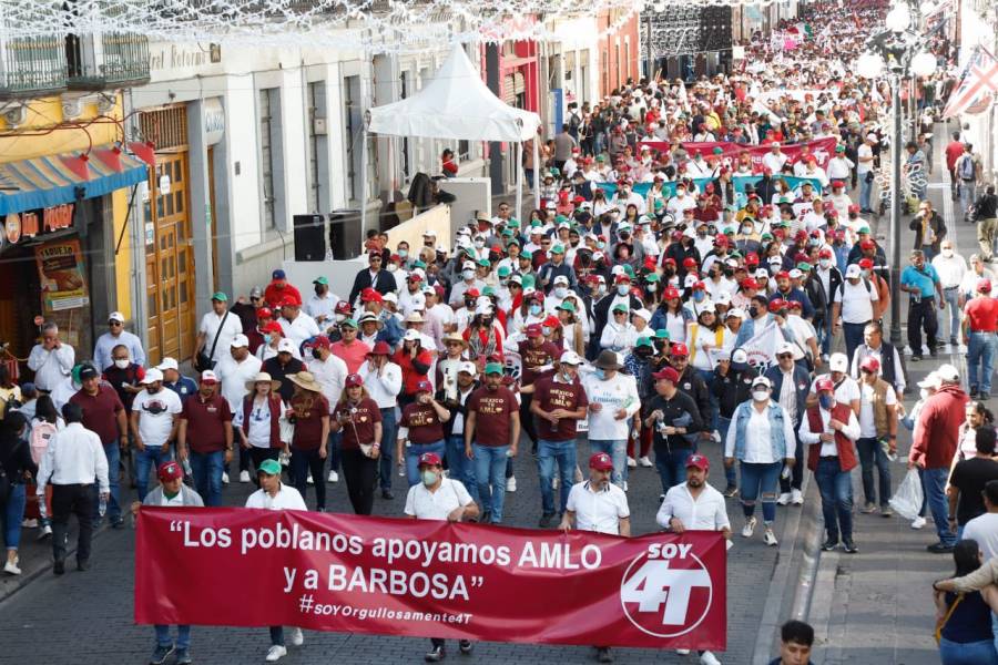 Claudia Sheinbaum aplaude éxito de marcha de Miguel Barbosa en favor de AMLO