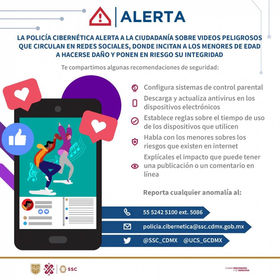 Policía Cibernética alerta a la ciudadanía sobre videos virales con retos o desafíos peligrosos