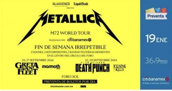 METALLICA ANUNCIA BOLETOS POR D&Iacute;A