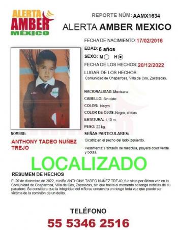 Liberan con vida a Tadeo, quien desapareci&oacute; desde el 20 de diciembre en Zacatecas
