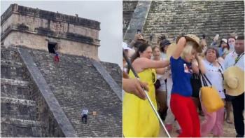 Chichén Itzá: Turista sube a pirámide, así lo reciben al bajar