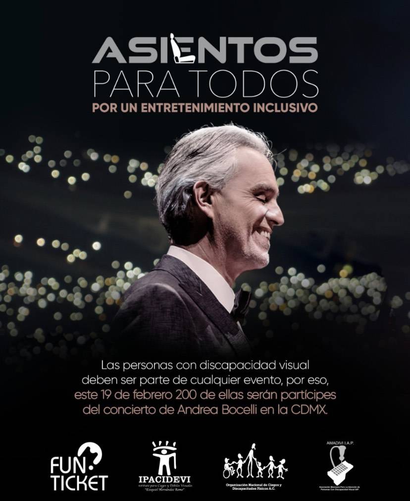 ANDREA BOCELLI LE CANTARÁ A +200 PERSONAS CON DISCAPACIDAD VISUAL