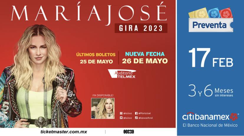 María José anuncia nuevas fechas en CDMX y Guadalajara