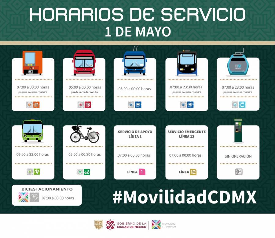 Estos son los horarios del Sistema de Transporte Público durante el 1 de mayo