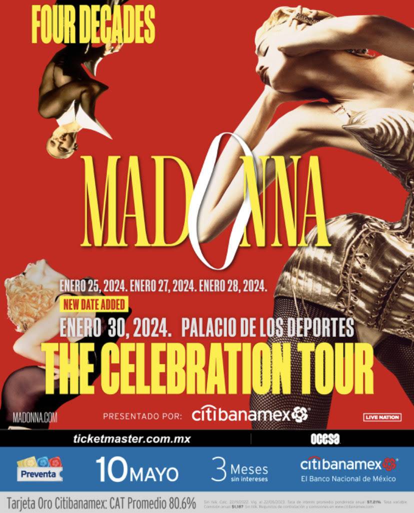 ¡LA CELEBRACIÓN CONTINÚA! MADONNA ANUNCIA LA CUARTA FECHA EN EL PALACIO DE LOS DEPORTES