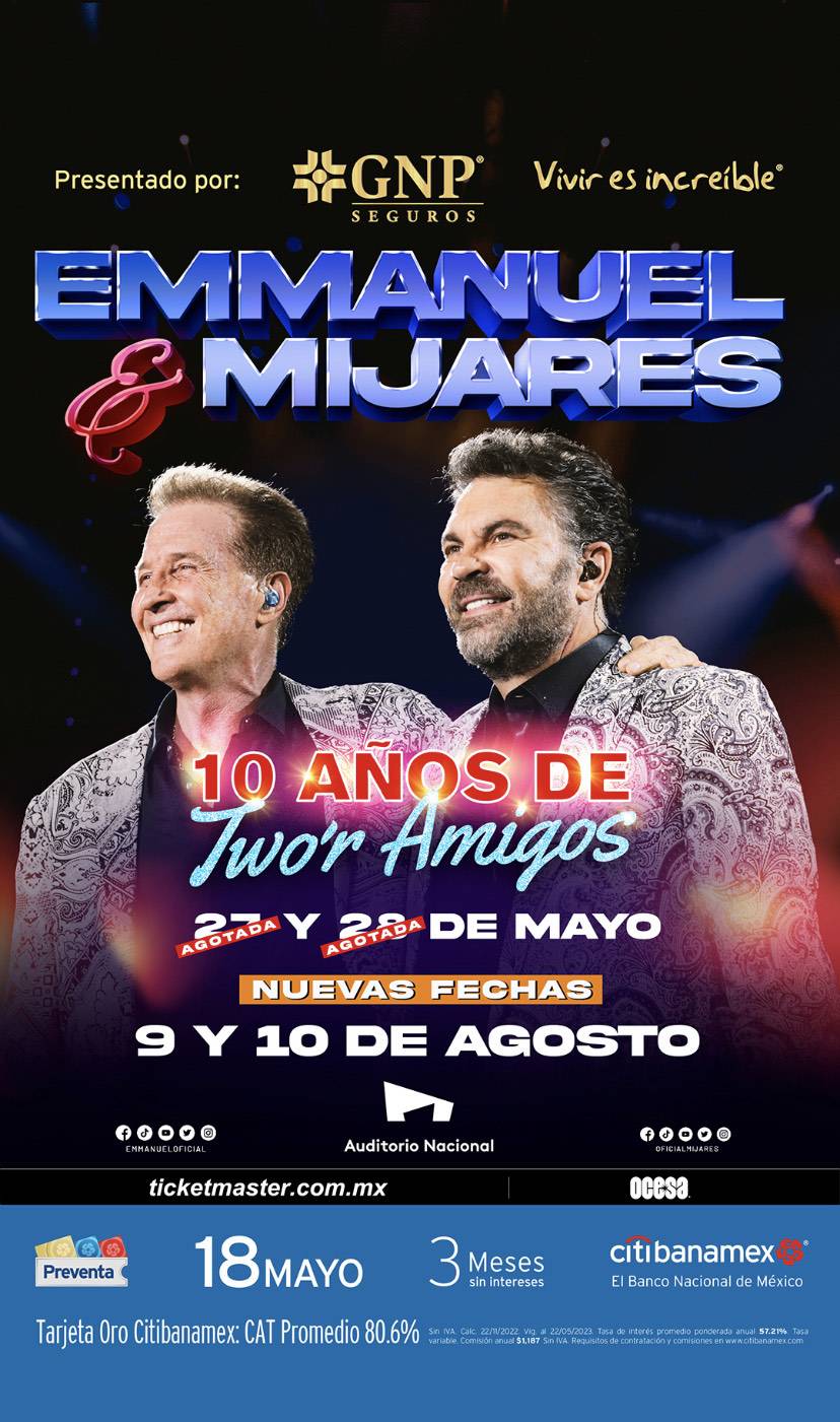 Emmanuel & Mijares complacen a sus fans con dos fechas más en CDMX