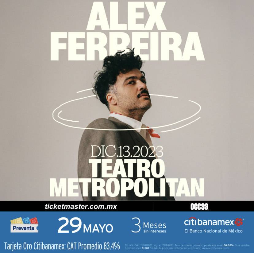 ALEX FERREIRA ofrecerá un concierto cautivador en el Teatro Metropólitan