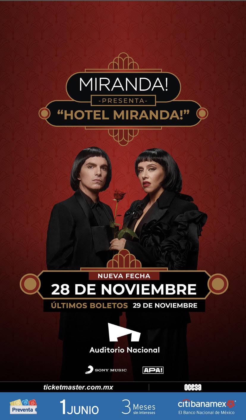 Debido al éxito, Miranda! abre otra fecha en Auditorio Nacional