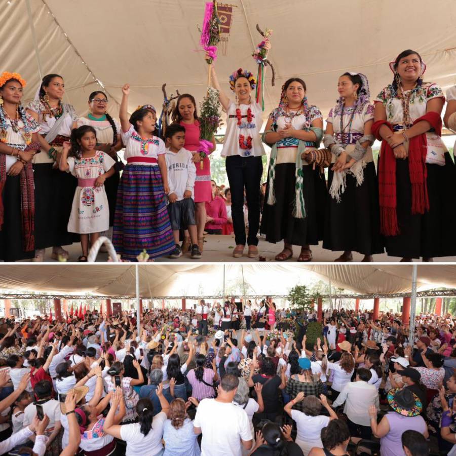 Recibe Sheinbaum el bastón de mando de las mujeres de los pueblos originarios