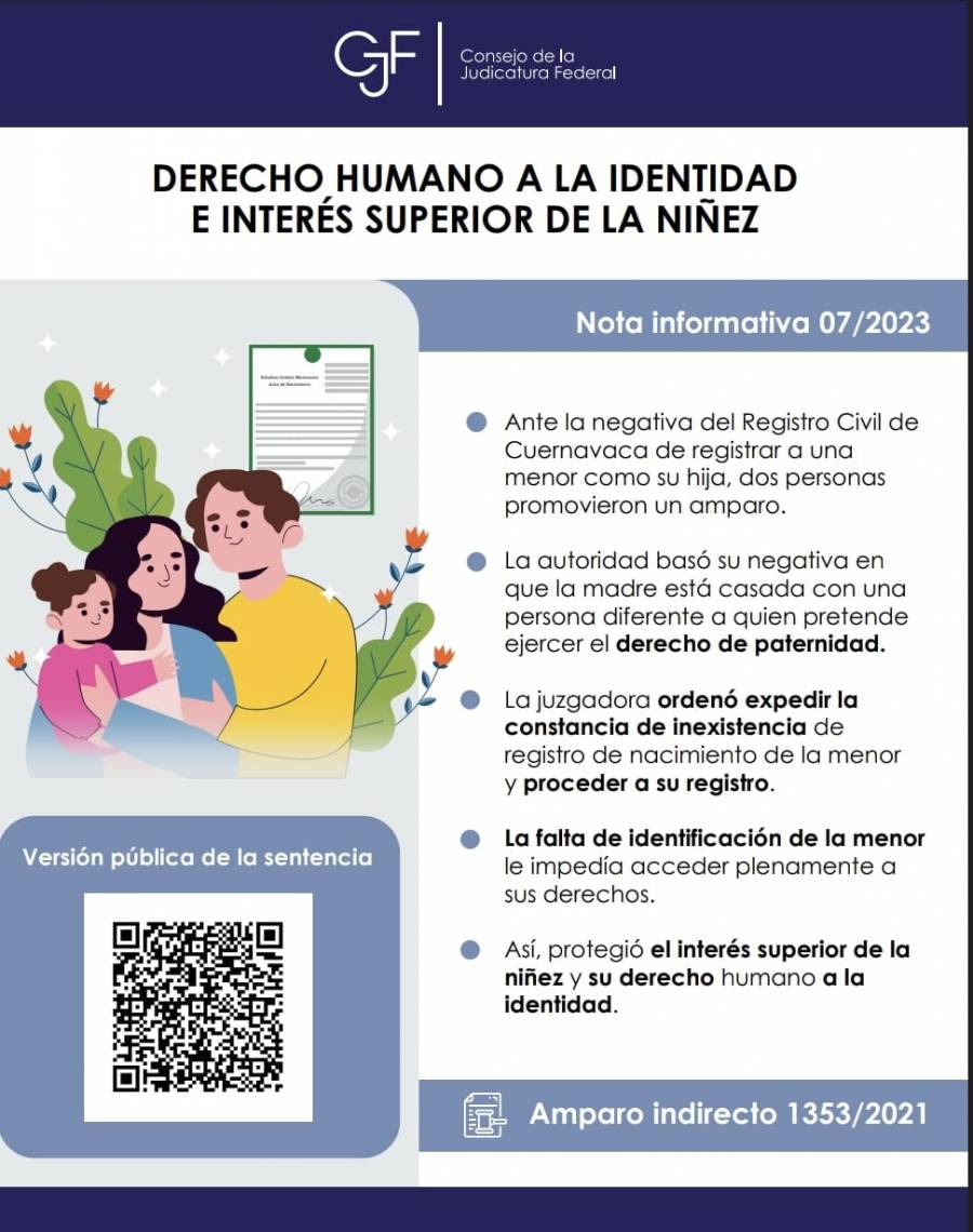 Ordenan constancia de inexistencia de registro de nacimiento, para poder registrar a niña