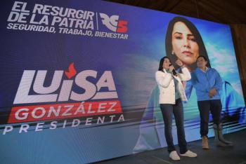 Corre&iacute;sta Luisa Gonz&aacute;lez lidera la elecci&oacute;n presidencial en Ecuador