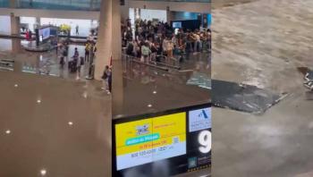 Se inunda terminal 1 del AICM por fuertes lluvias