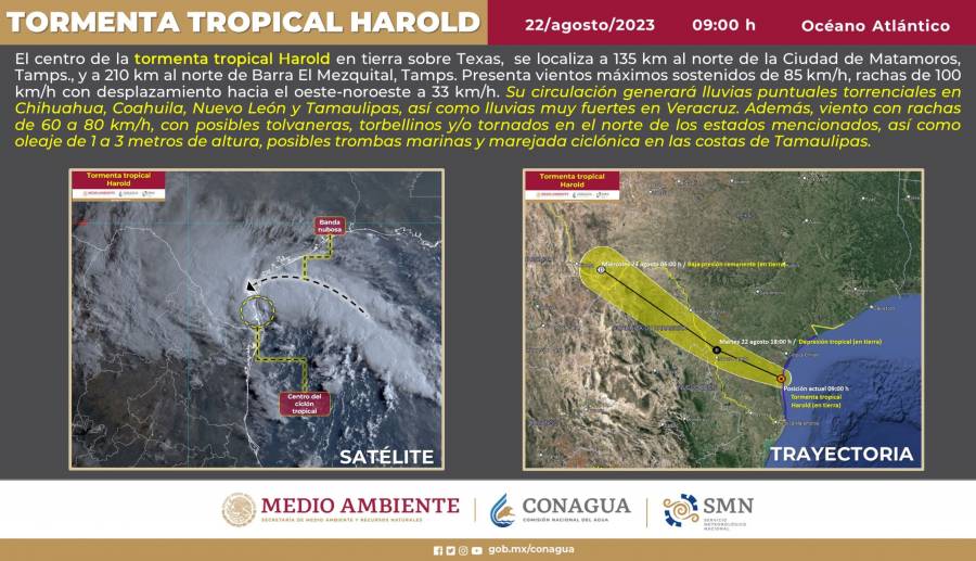 Tormenta Tropical Harold impacta en la regi&oacute;n: Lluvias intensas y advertencias para varias localidades