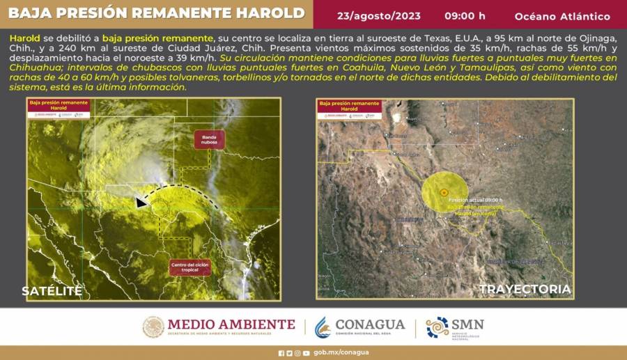 Depresi&oacute;n tropical Harold provoca condiciones meteorol&oacute;gicas adversas en el norte de M&eacute;xico