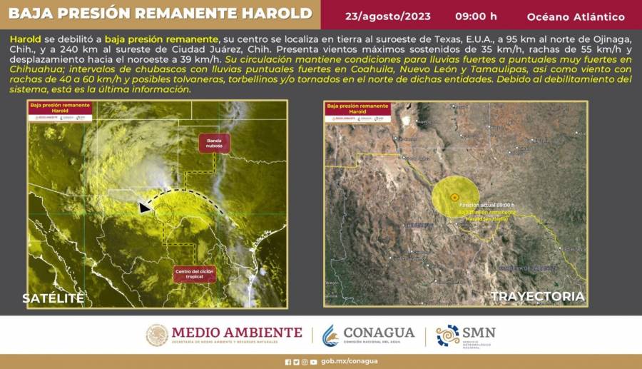 Depresión tropical Harold provoca condiciones meteorológicas adversas en el norte de México