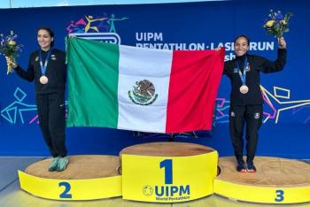 Mariana Arceo y Mayan Oliver ganan bronce en Mundial de Pentatl&oacute;n Moderno