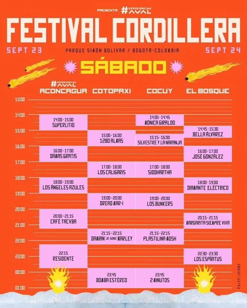 Toma la Ruta: estos son los horarios del Festival Cordillera 2023