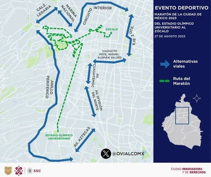 Conoce la ruta que seguirá el Maratón de la Ciudad de México