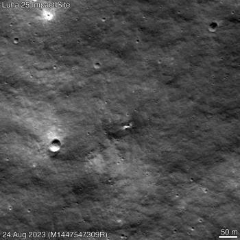 NASA revela imagen de posible cr&aacute;ter en la Luna formado por impacto de sonda