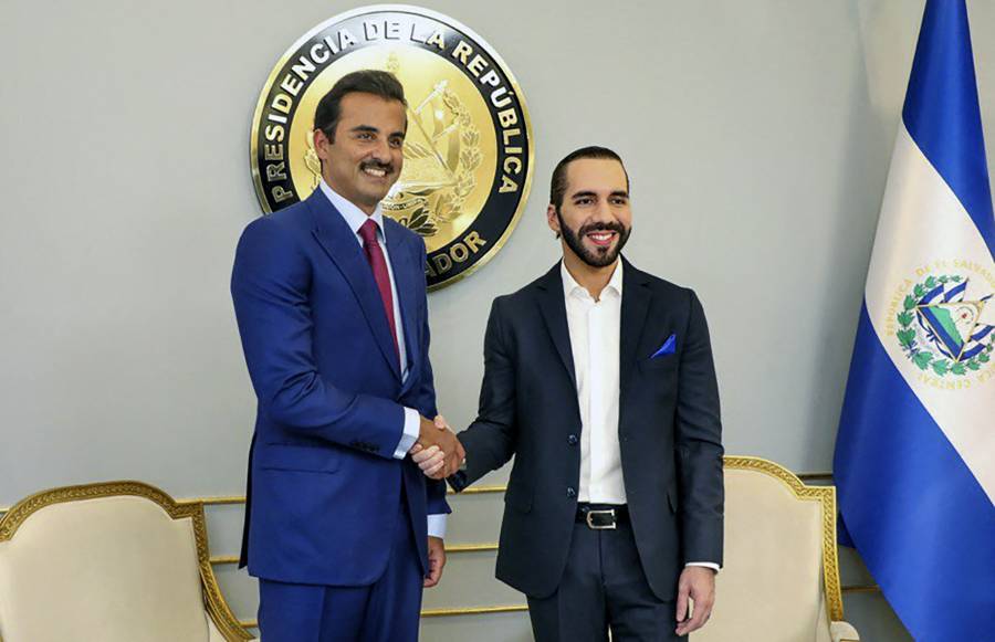 El presidente Bukele recibe en El Salvador al emir de Catar