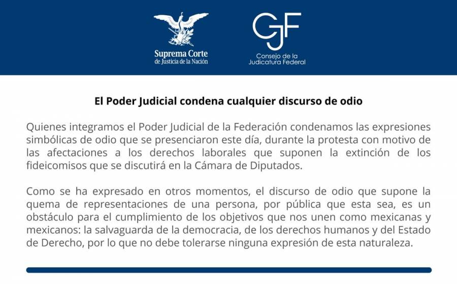 Suspensión de labores en 4 sedes del PJF, quema de una piñata y la condena de ese acto: primer día de protestas de trabajadores