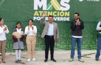 Alcalde de Rioverde, entregó rehabilitación de telesecundaria “Benito Juárez”