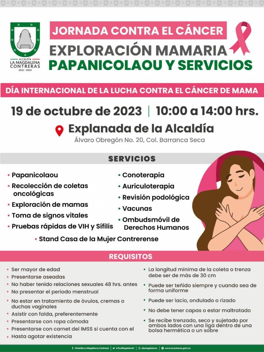 Se suma alcaldía Magdalena Contreras a la lucha contra el cáncer de mama