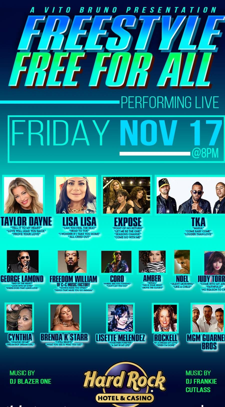 Los mejores exponentes del Freestyle llegar&aacute;n al Hard Rock Live en Miami para noviembre