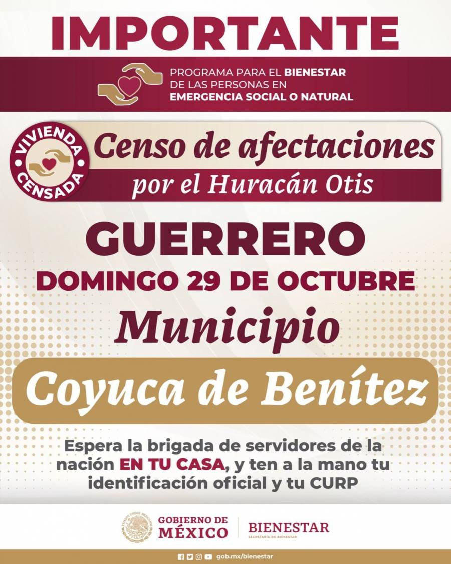 Sigue censo de damnificados en Acapulco e inicia en Coyuca de Benítez