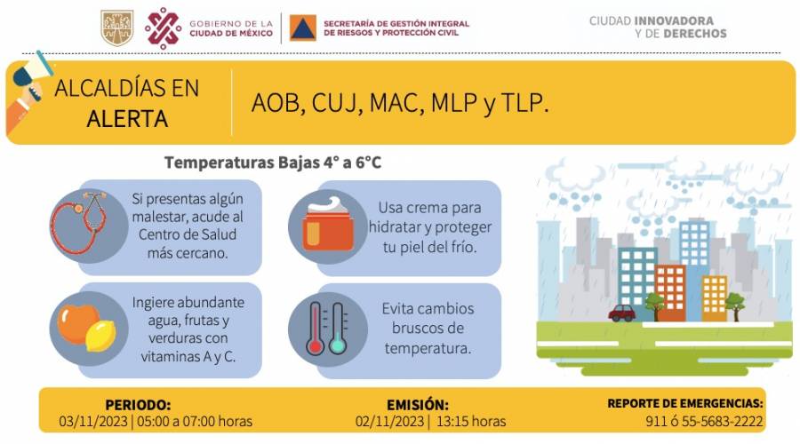 Alertan por frente frío en la Ciudad de México