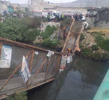 Derrumbe de puente peatonal en límites de Nezahualcóyotl y Chimalhuacán, deja 13 heridos