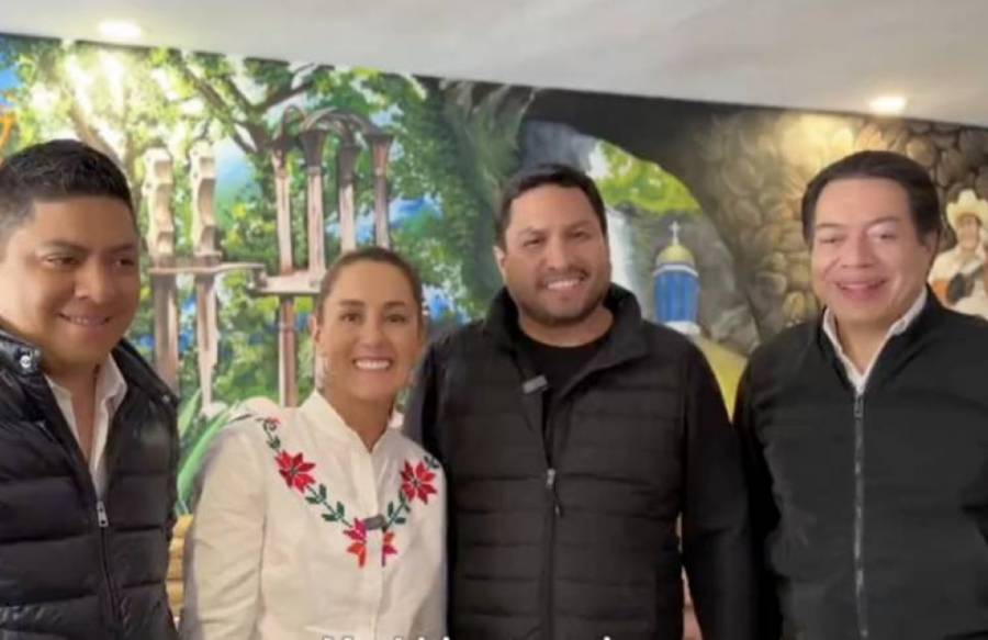 Julión Álvarez acompaña a Claudia Sheinbaum en su visita a San Luis Potosí