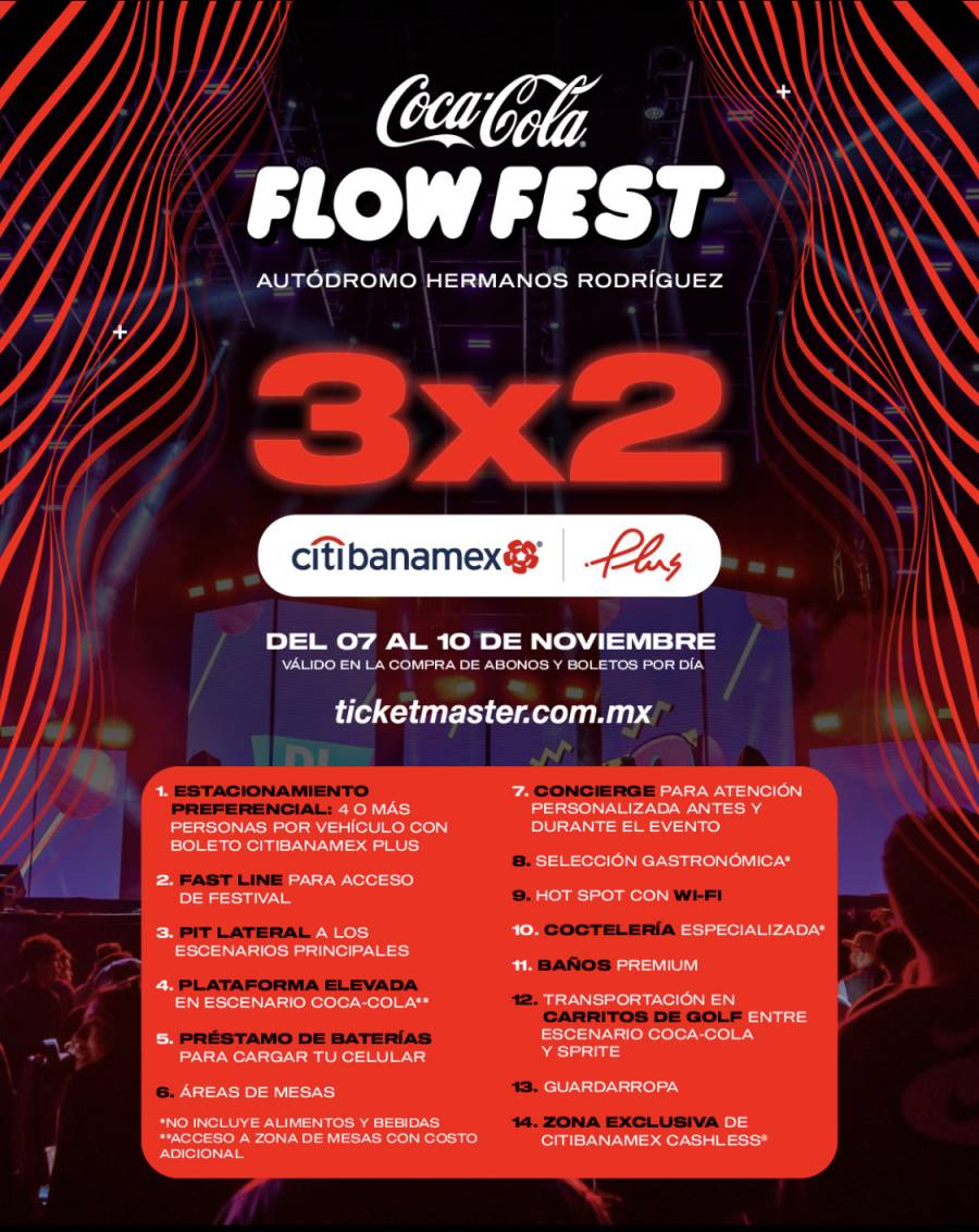 ¡Lleva tu experiencia dentro del Coca Cola Flow Fest a otro nivel con los beneficios únicos y exclusivos que encontrarás al adquirir tus boletos Citibanamex Plus! 