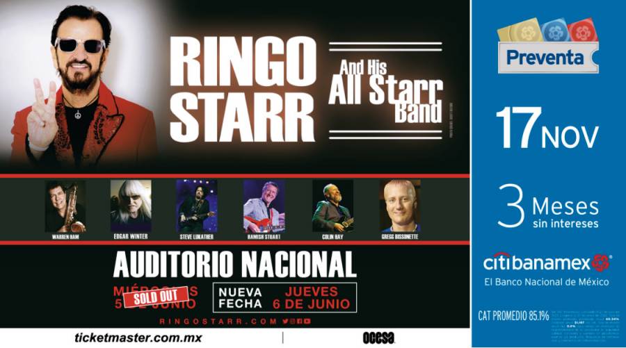 Debido a la gran demanda de boletos para su primera fecha, Ringo Starr confirma un segundo concierto en nuestro país