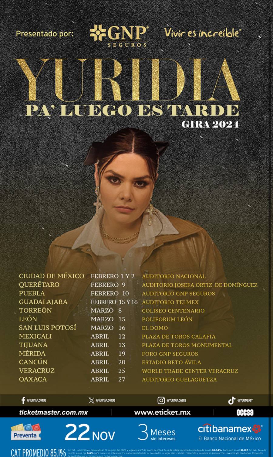 Yuridia llegará a diferentes plazas de México con su nueva gira