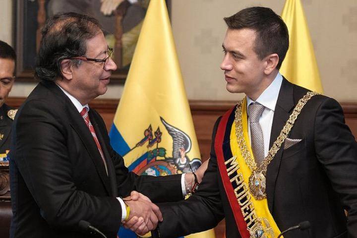 Gustavo Petro refuerza lazos con Ecuador durante toma de protesta de Daniel Noboa