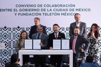 Firman Gobierno CDMX y Telet&oacute;n convenio de colaboraci&oacute;n; beneficiar&aacute; a 600 familias