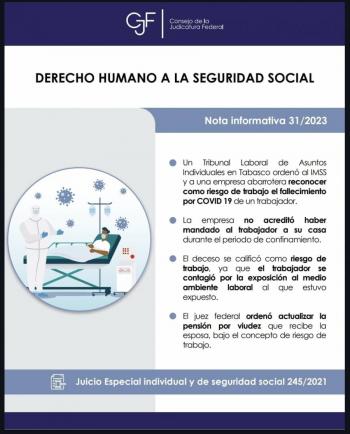 Tribunal Federal ordena reconocer el COVID-19 como riesgo de trabajo