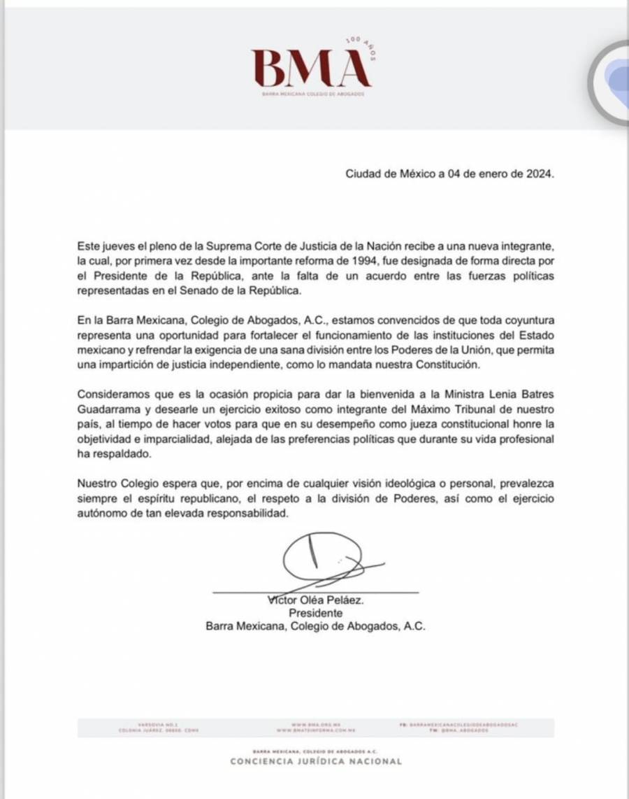 BMA insta a ministra Batrés a ser imparcial y dejar las filiaciones políticas de lado