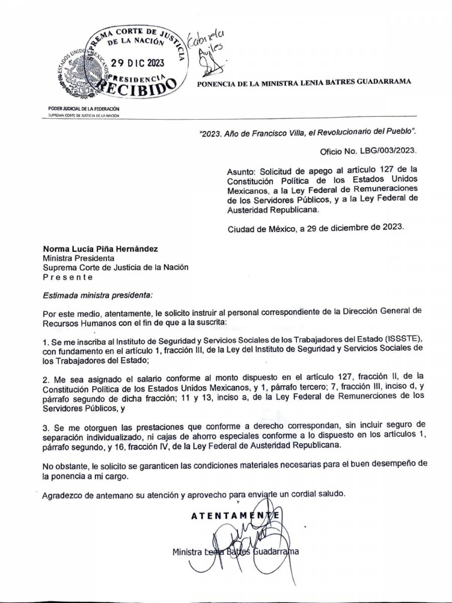 PJ rechaza reducir prestaciones y sueldo a Lenia Barres por ser ilegal; le ofrece regresar a Tesorer&iacute;a lo que considere