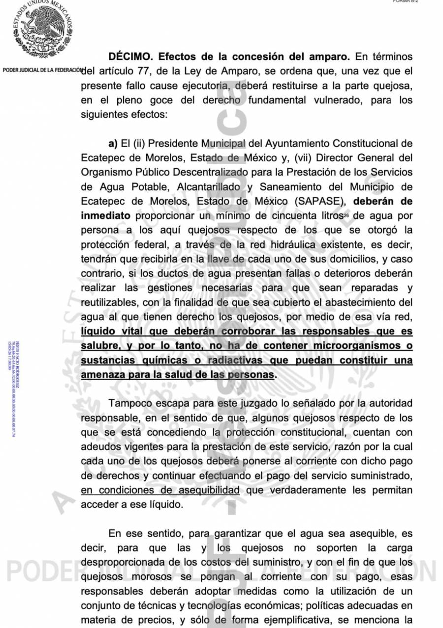 Juez ordena suministrar agua a habitantes de Ecatepec